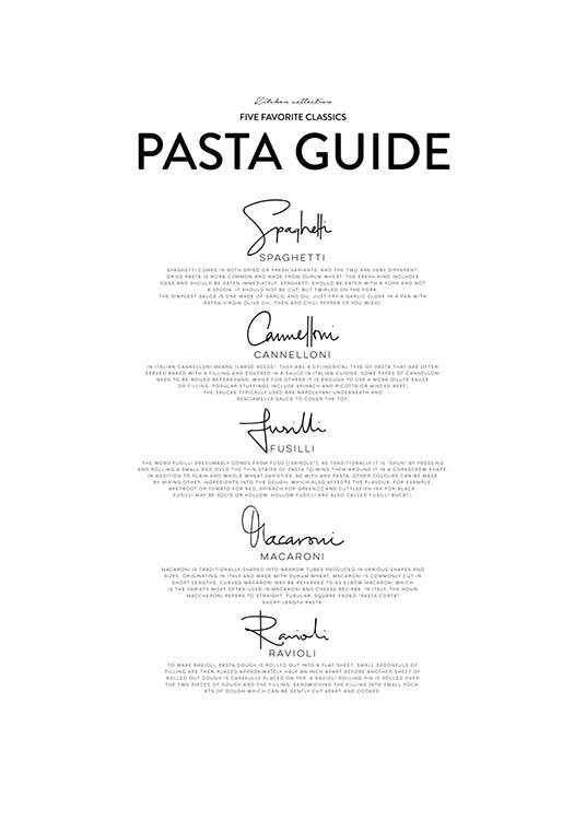 Five Pasta Classics Poster / Text posters at Desenio AB (2655)