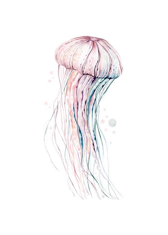 Aquarelle Jellyfish Poster
