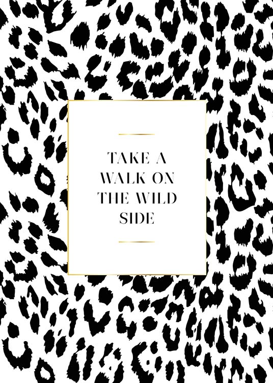  – Text print with a quote inside a white square with a background with leopard print