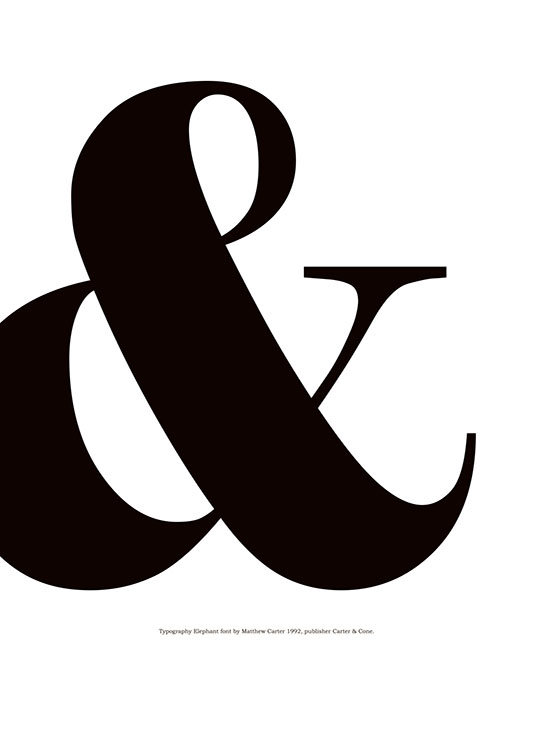  – Black and white typography print with a large ampersand and text underneath