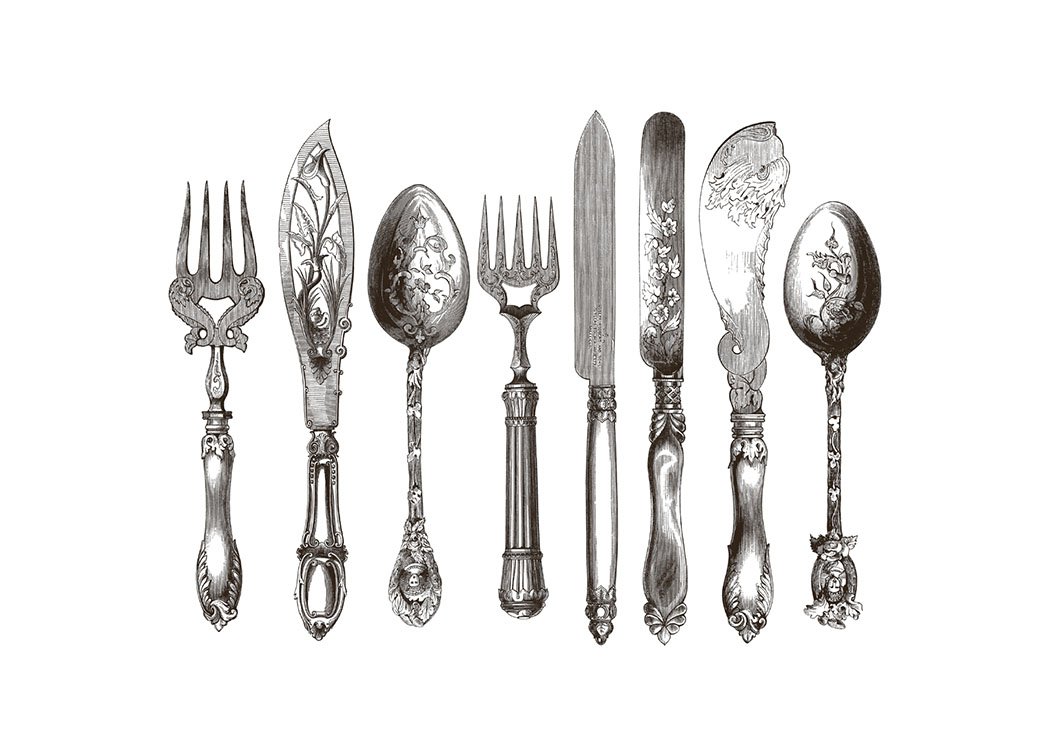 Vintage Cutlery, Prints / Kitchen at Desenio AB (7556)