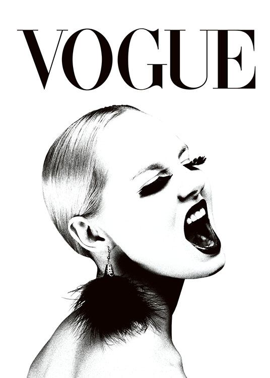 Black And White Vogue Print With A Woman Fashion Print Black And White Vogue Print With A Woman Fashion Print
