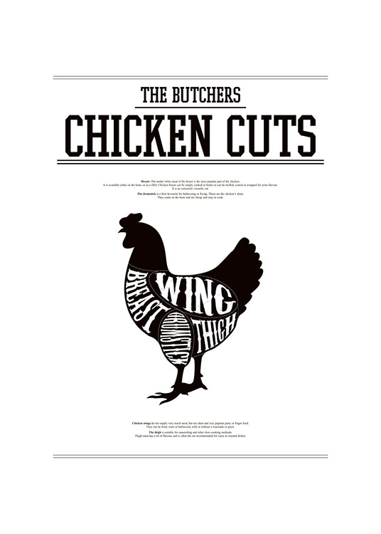 Chicken Cuts, Print  / Black & white at Desenio AB (7795)