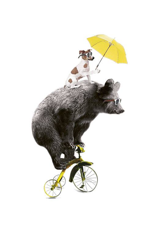 Bear On Yellow Bike, Poster