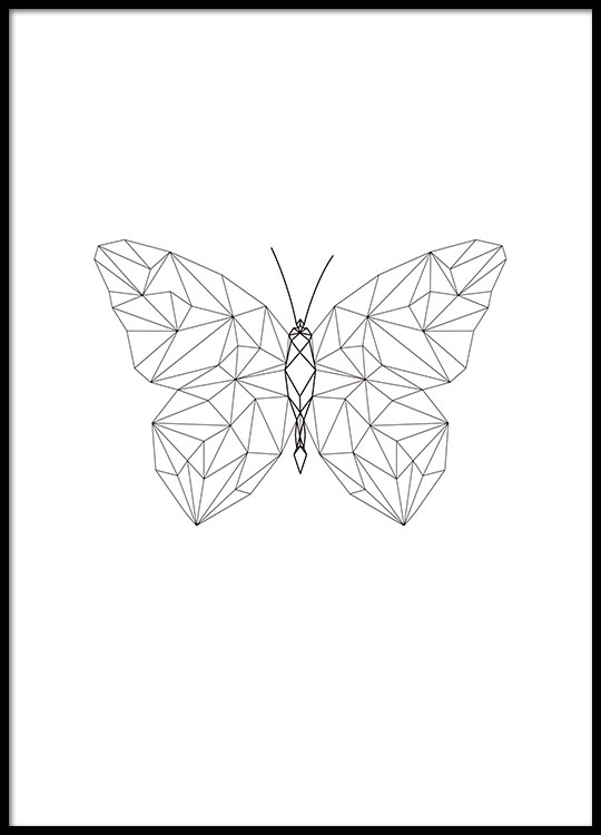 Graphic poster with geometric butterfly