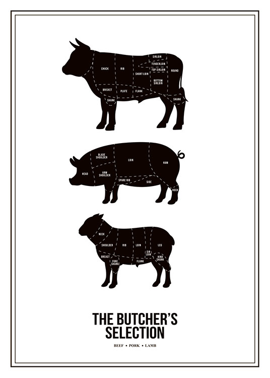 Butchers Selection, Poster / Black & white at Desenio AB (7974)