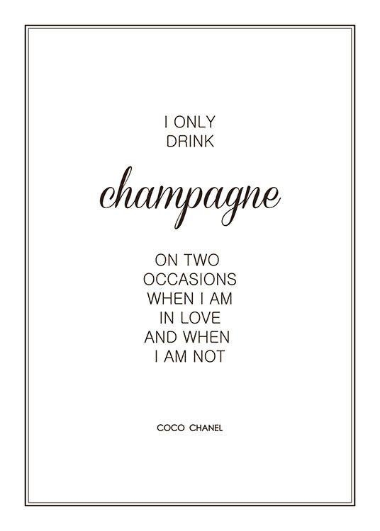 Champagne Print With Quote By Chanel Posters Desenio Co Uk