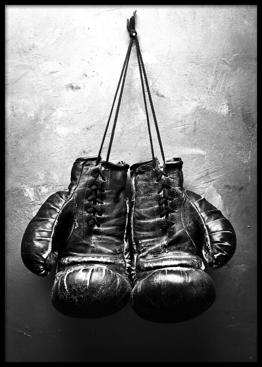 Print with boxing gloves | Black and white photo art | Photo print