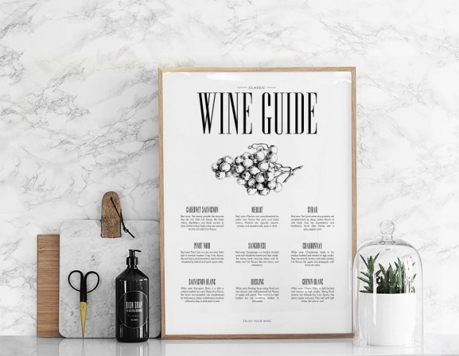 Kitchen Poster Wine Guide Wall Art Stylish Print Desenio Co Uk - Kitchen Wall Art Uk