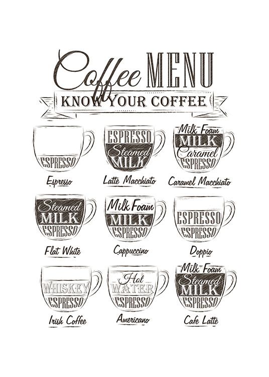 Coffee Menu, Poster / Black & white at Desenio AB (8237)