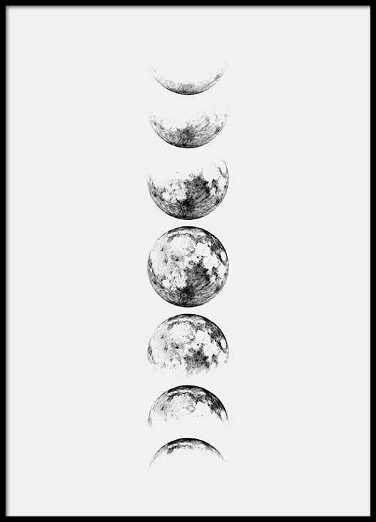 7 pencil sketch Phase Moon Grey, Poster