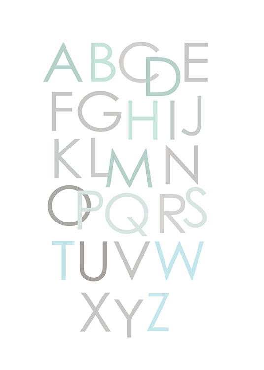 Alphabet Blue Eng, Poster / Text posters at Desenio AB (8435)