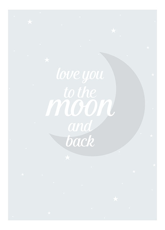 Moon And Back Blue, Poster / Kids wall art at Desenio AB (8462)