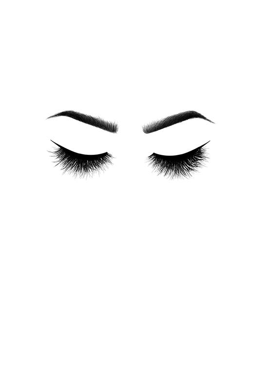 Black-and-white poster of flirtatious eyelashes from desenio.co.uk