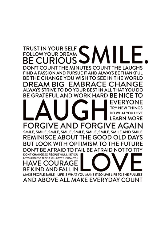 Smile Laugh Love, Posters / Text posters at Desenio AB (8565)