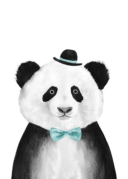 Panda With Blue Hat Print / Kids wall art at Desenio AB (8709)