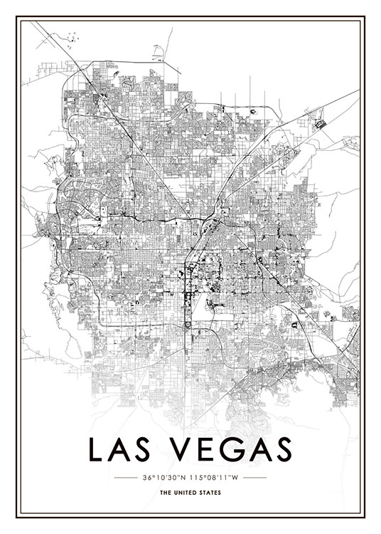 Las Vegas Map Poster / Black & white at Desenio AB (8725)