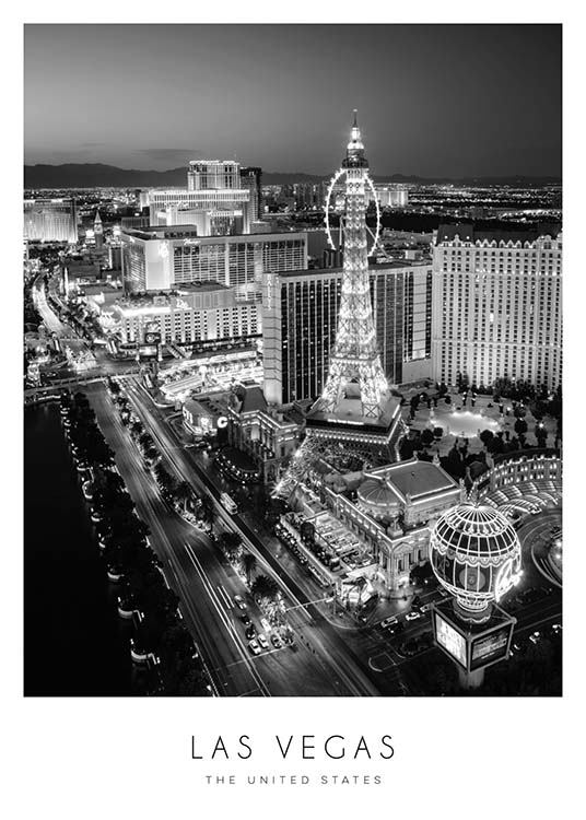 Las Vegas Poster / Black & white at Desenio AB (8922)