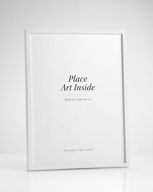 - White wood frame fitting posters in 100x150