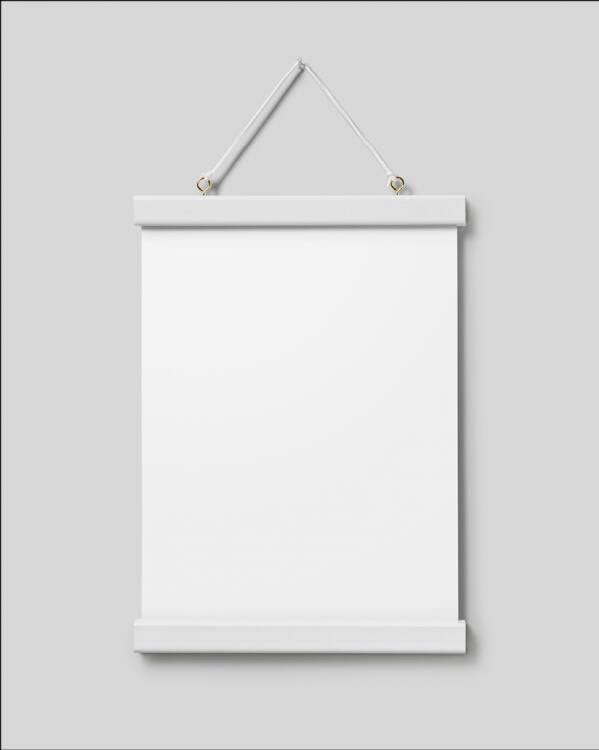  - White poster hanger with magnet fastening, 22 cm