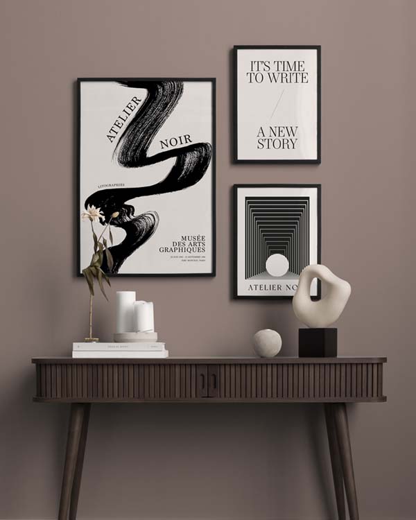 – Black and beige typography and illustration