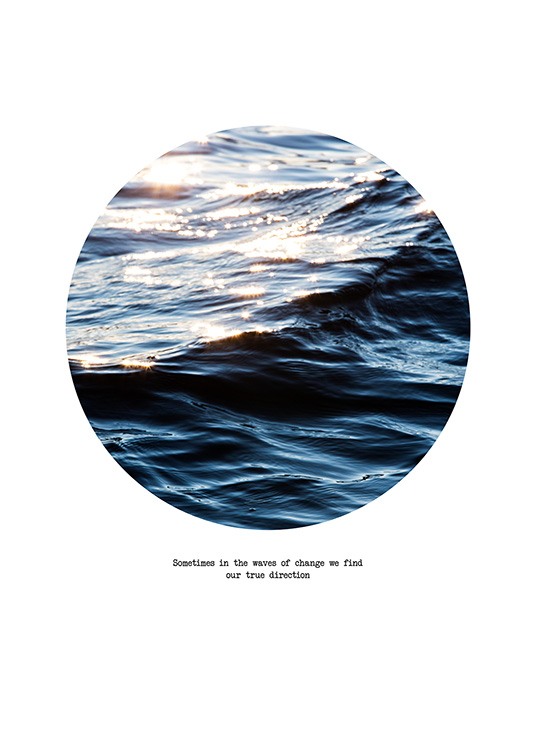  - Photograph of a glimmering wave as a circle with text underneath