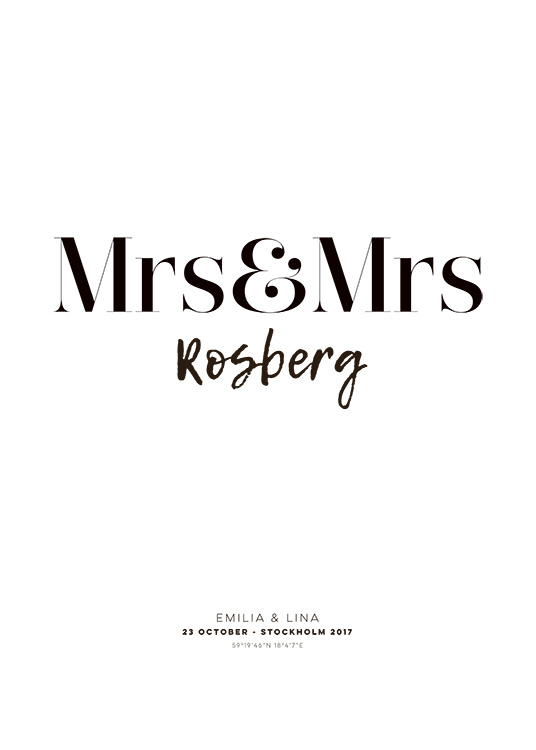 Mrs and Mrs Personal Poster / Personalised Names at Desenio AB (pp0012)