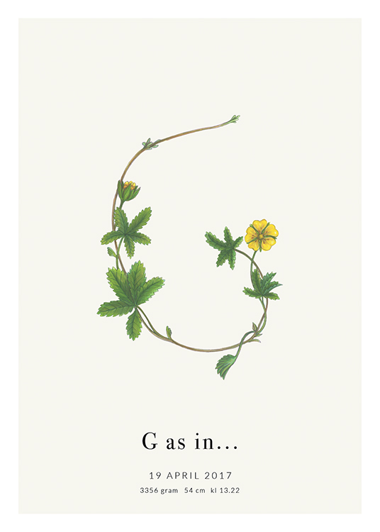  – The letter G formed by a flower and leaves
