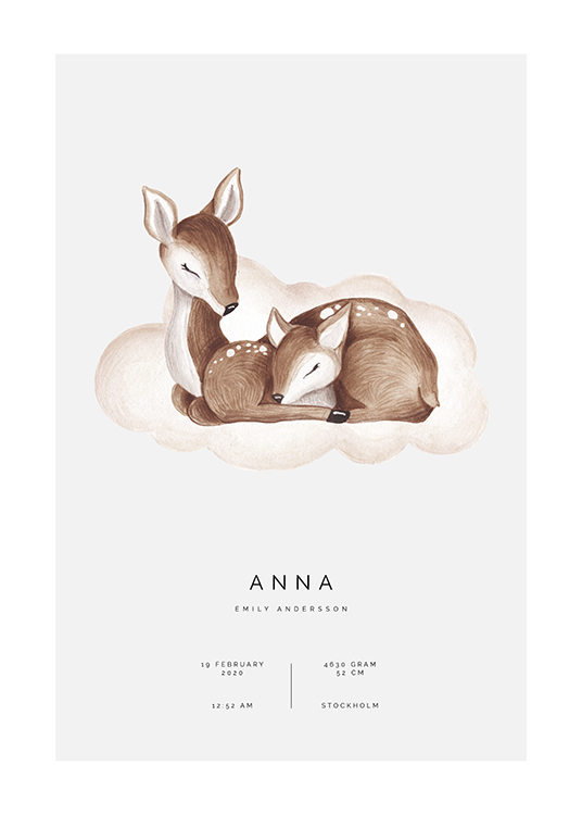  – Illustration of a couple of deers resting on a cloud