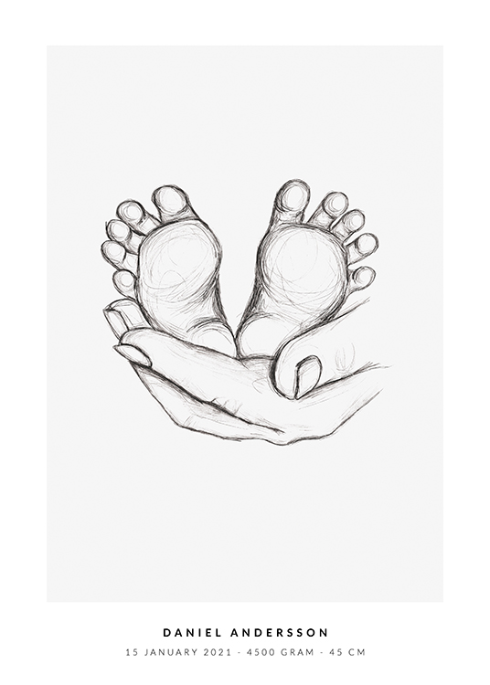  – Illustration of a pair of baby feet held by a hand