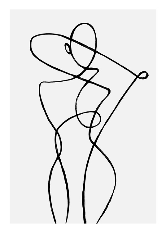 – Line art drawing of a body with abstract lines
