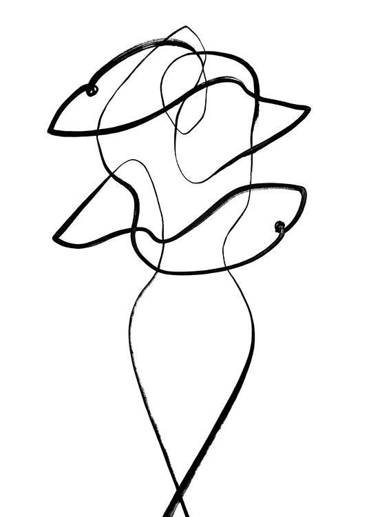  – Line art illustration with an abstract fish, inspired by the Pisces zodiac sign