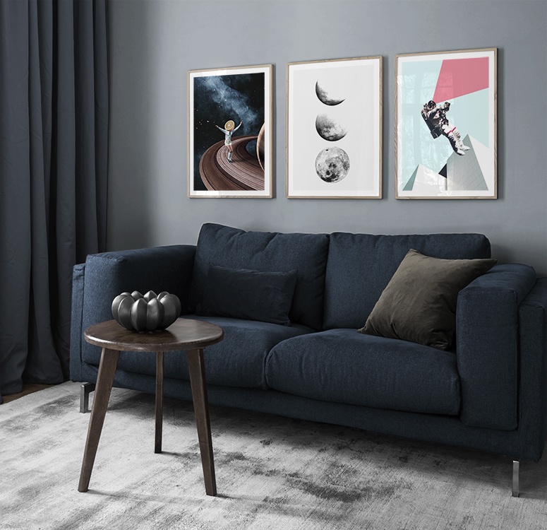 Inspiration living room trendy abstract posters of planets