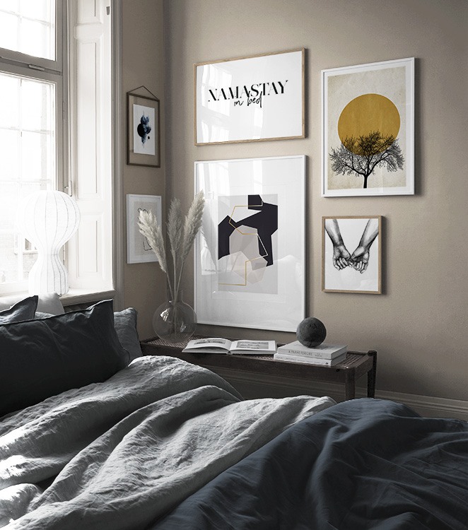 Modern gallery wall with trendy posters