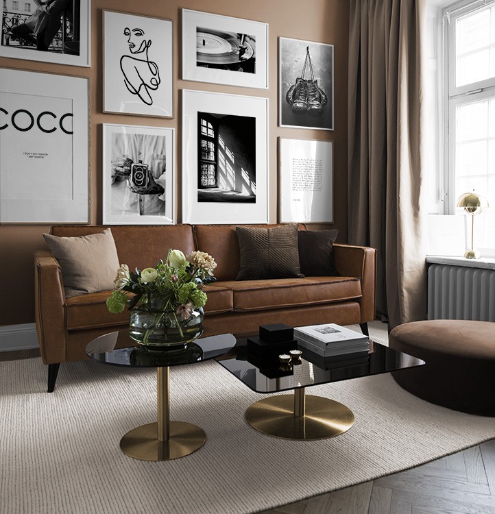 Cosy living room leather sofa