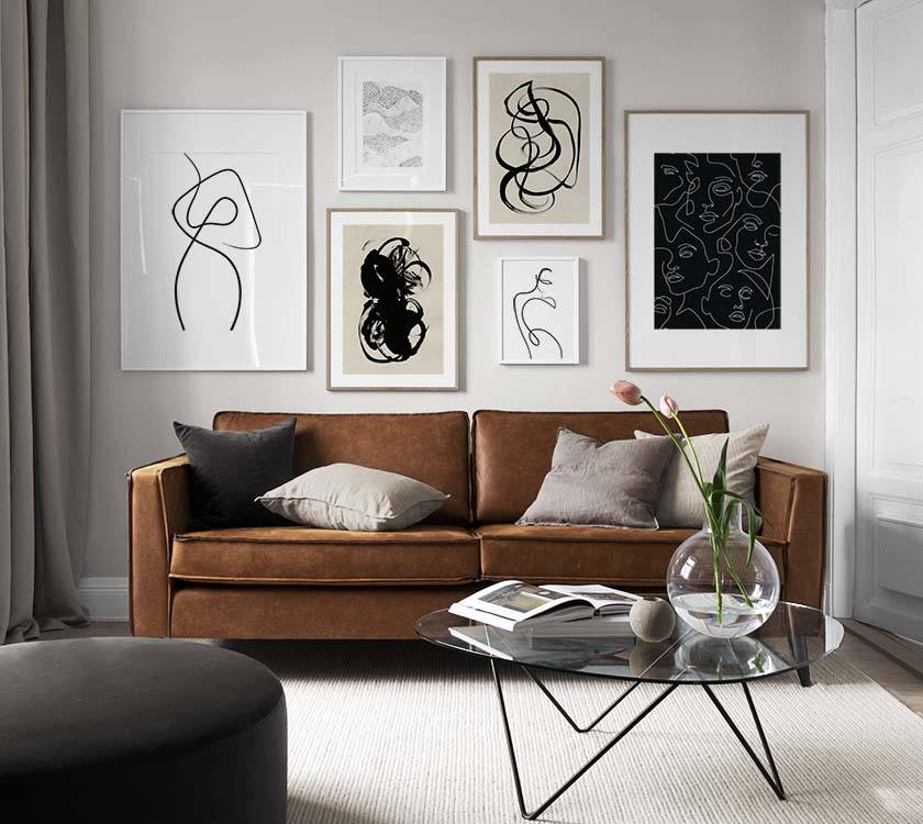 Neutral living room with modern art