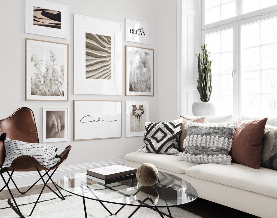 Gallery wall in neutral colours