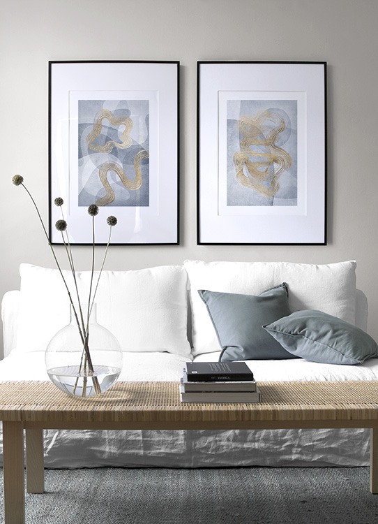 Abstract gold and blue perfect pair