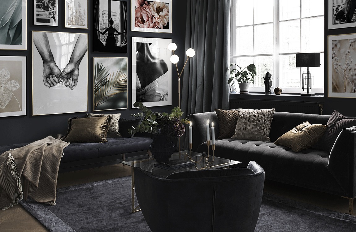 Photo art and botanical in living room