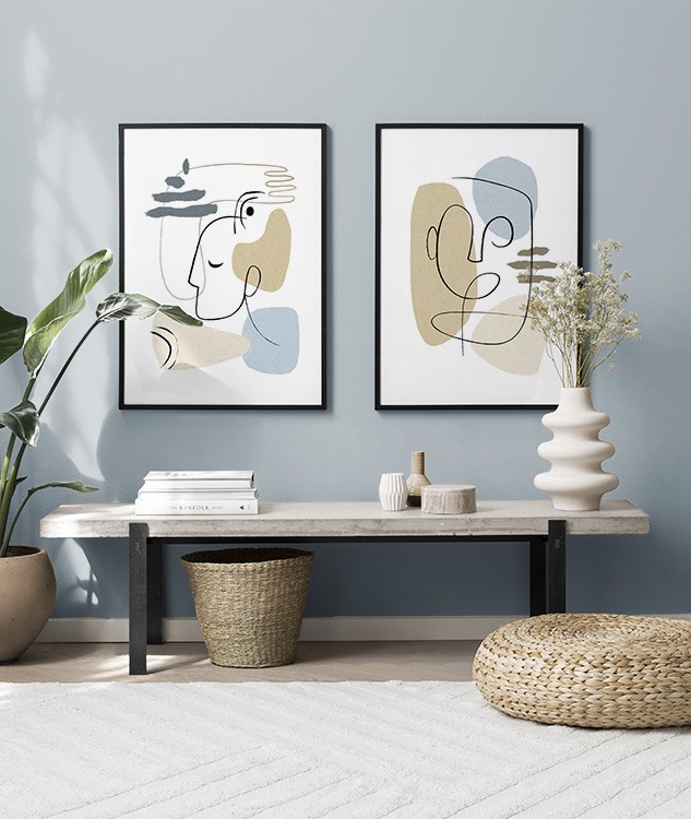 Abstract pair in blue