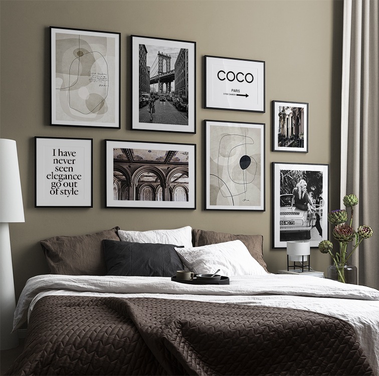 Bedroom inspiration | Posters and art prints in picture walls and collages