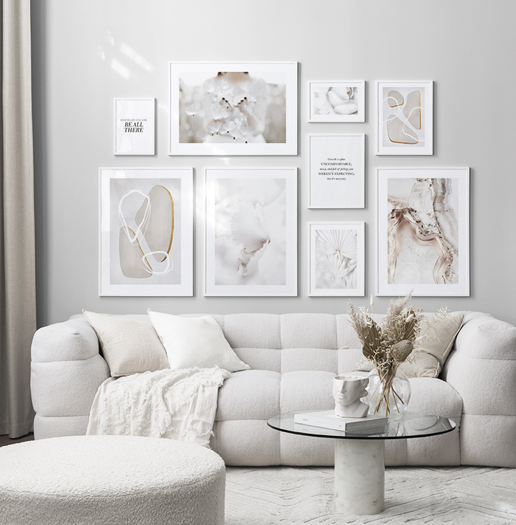 Bright Pieces gallery wall - White and gold - desenio.co.uk