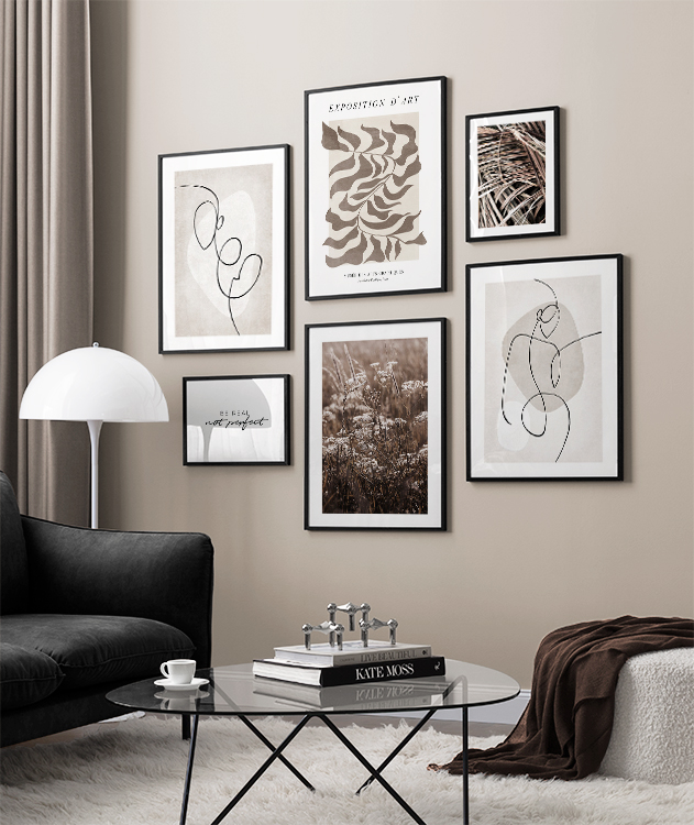 A Brown Touch gallery wall - Brown and beige art - desenio.co.uk