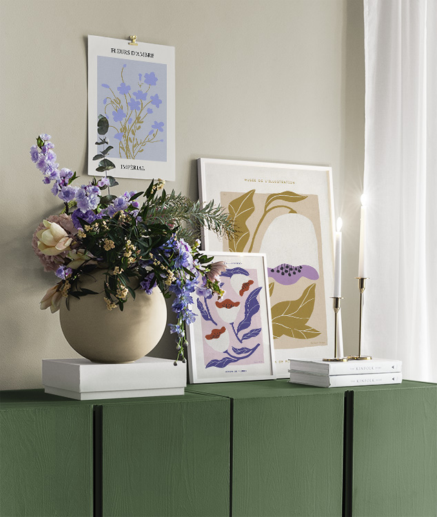 Purple flower art for living room