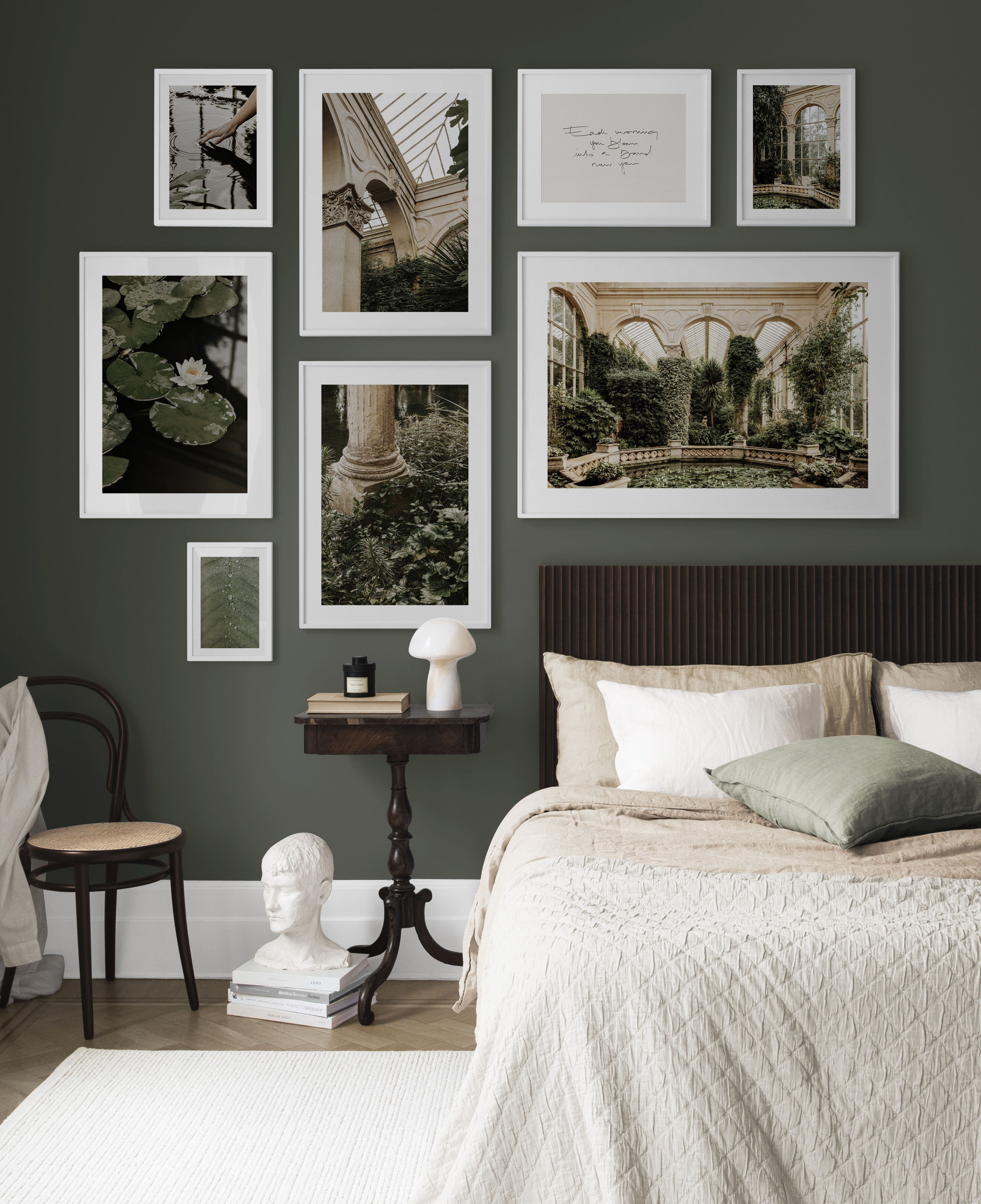 Intense Green gallery wall Architecture art prints in green for the