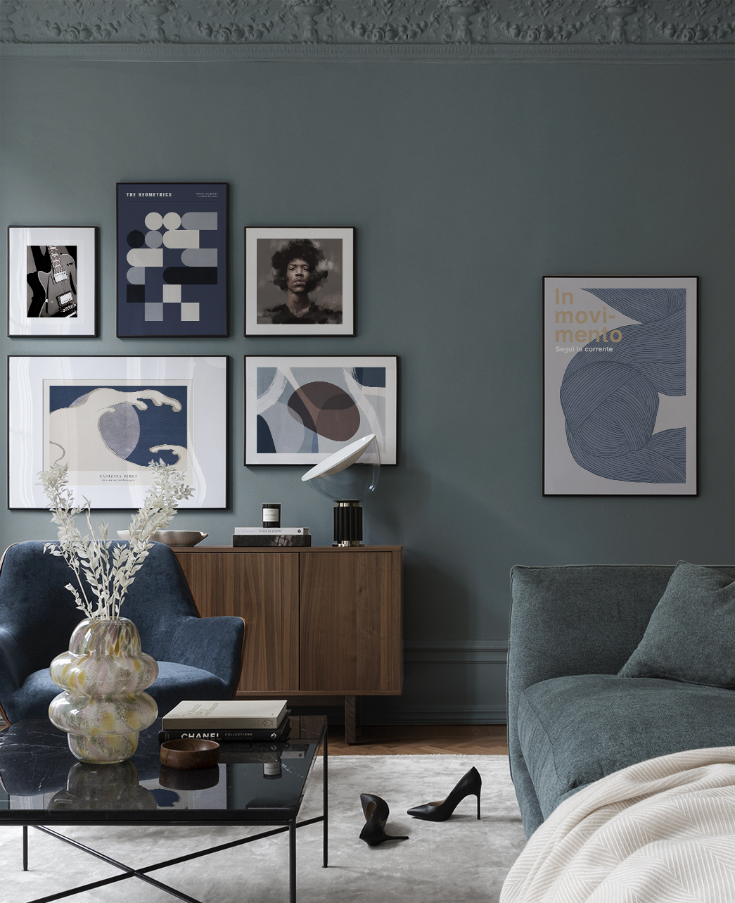 Fashionable blue art for livingroom