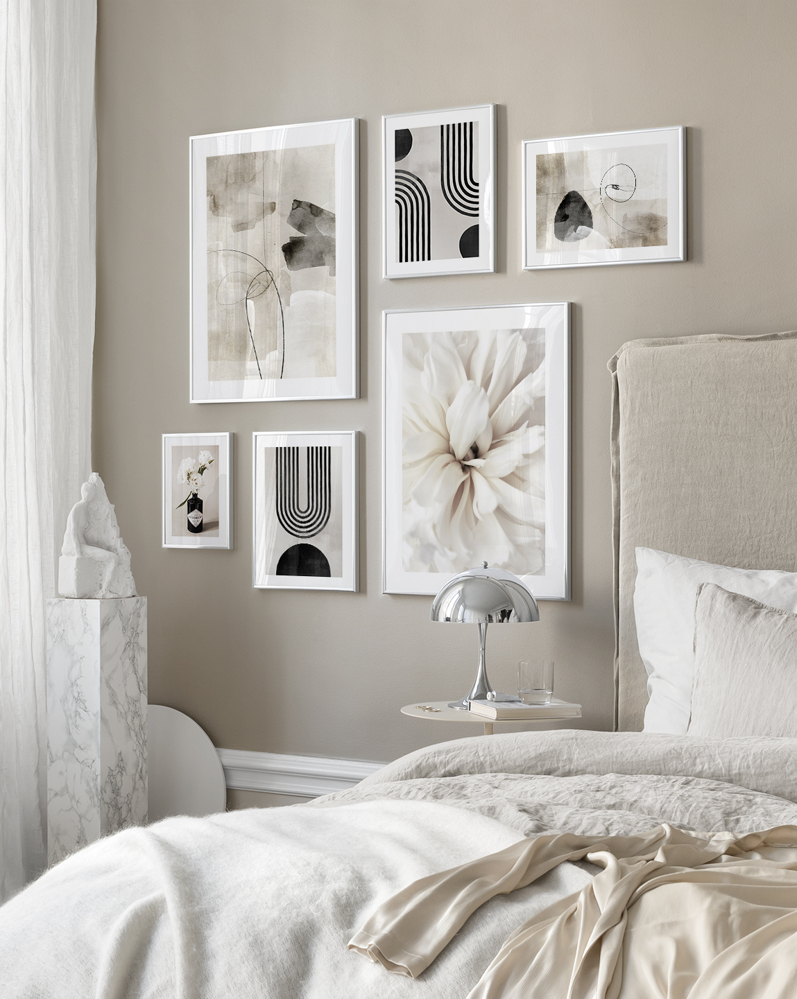 Beige abstract prints for bedroom